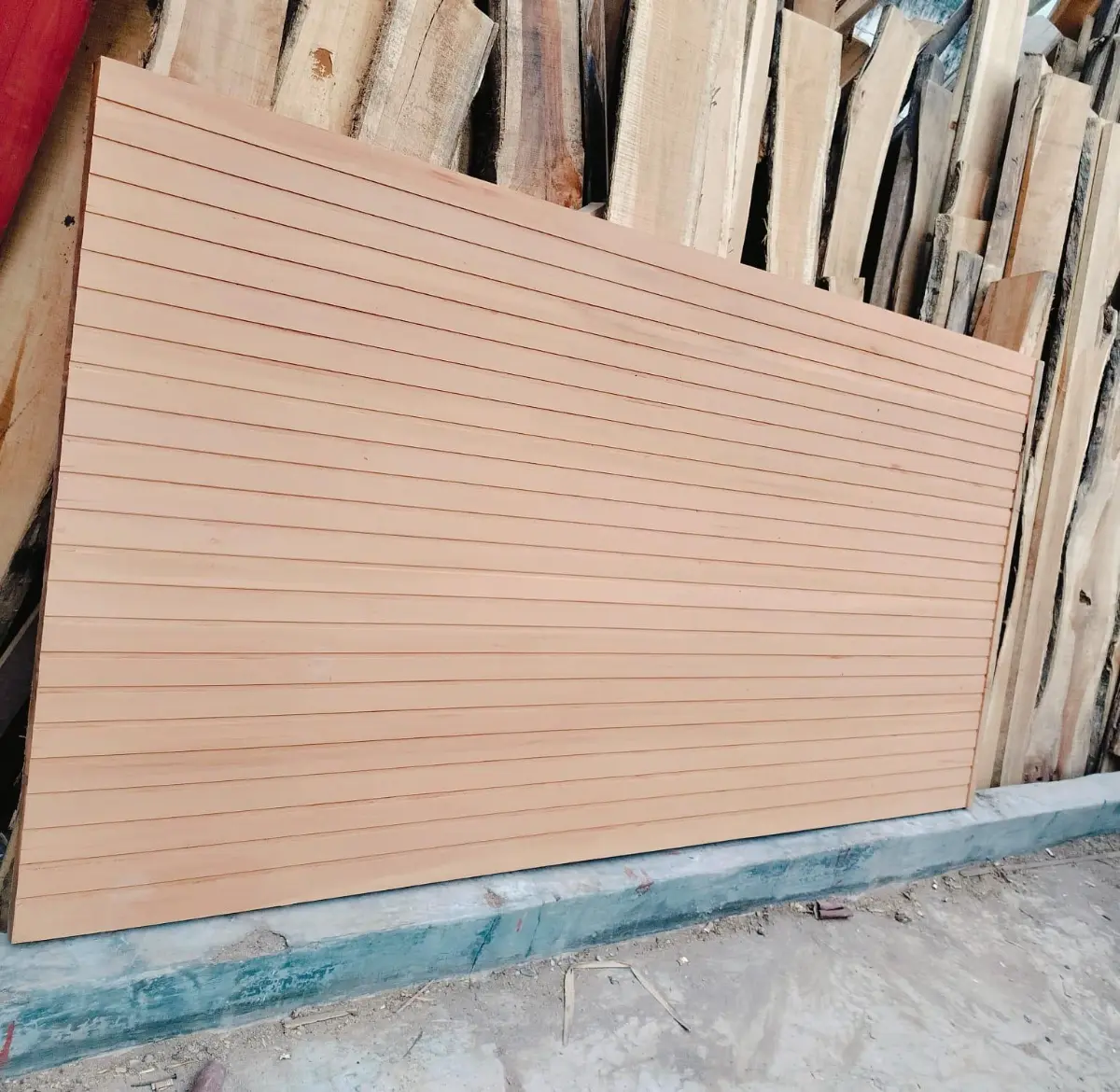 Grooved hardwood wall panel